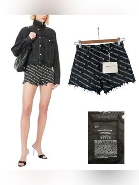 Alexander Wang Bite Logo-Print Denim Shorts